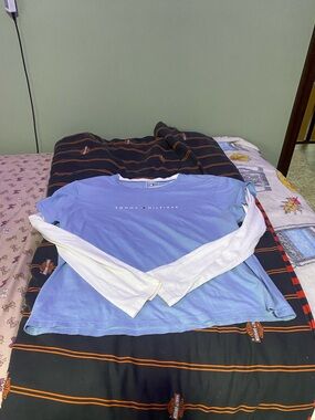 Tommy Hilfiger Light Blue with White Layered-Look Long Sleeve Tee